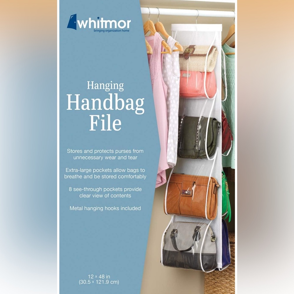 Bundle of 4 WHITMOR Hanging Handbag File Organizer with Clear Pockets